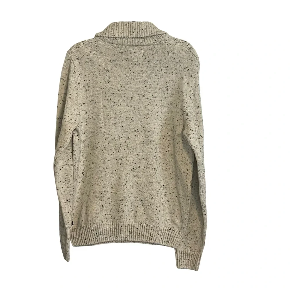 Chaps Mens Shawl Collar Cable Knit Pullover‎ Sweater Cream Grey Marl Large NWT